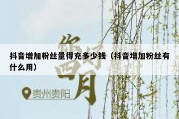 抖音增加粉丝量得充多少钱（抖音增加粉丝有什么用）