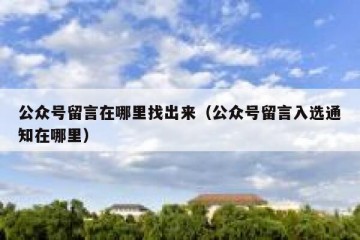 公众号留言在哪里找出来（公众号留言入选通知在哪里）