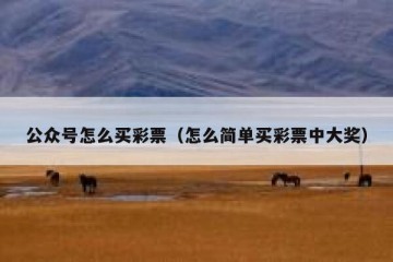公众号怎么买彩票（怎么简单买彩票中大奖）