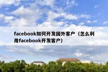 facebook如何开发国外客户（怎么利用facebook开发客户）