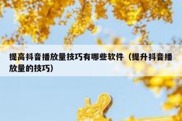 提高抖音播放量技巧有哪些软件（提升抖音播放量的技巧）