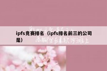 ipfs竞赛排名（ipfs排名前三的公司是）