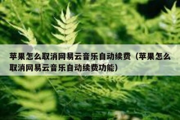 苹果怎么取消网易云音乐自动续费（苹果怎么取消网易云音乐自动续费功能）