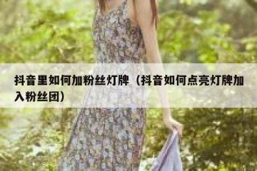 抖音里如何加粉丝灯牌（抖音如何点亮灯牌加入粉丝团）