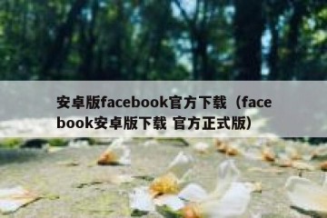 安卓版facebook官方下载（facebook安卓版下载 官方正式版）