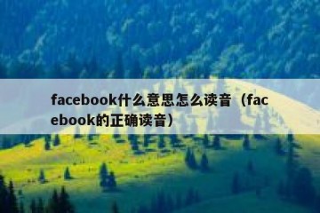 facebook什么意思怎么读音（facebook的正确读音）