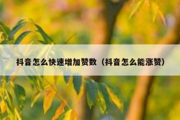 抖音怎么快速增加赞数（抖音怎么能涨赞）