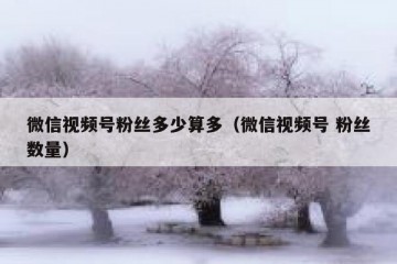 微信视频号粉丝多少算多（微信视频号 粉丝数量）