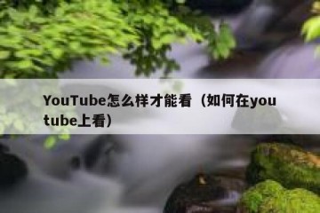 YouTube怎么样才能看（如何在youtube上看）
