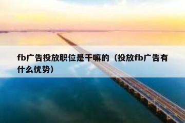fb广告投放职位是干嘛的（投放fb广告有什么优势）