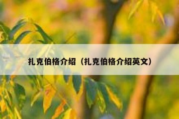 扎克伯格介绍（扎克伯格介绍英文）
