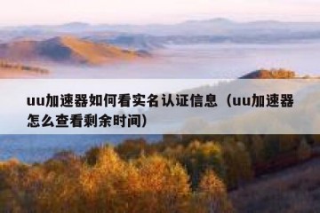 uu加速器如何看实名认证信息（uu加速器怎么查看剩余时间）