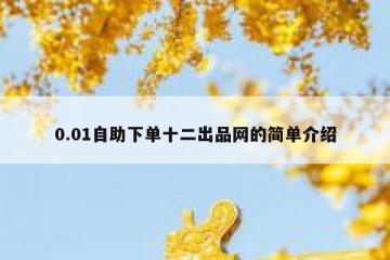 0.01自助下单十二出品网的简单介绍