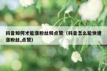 抖音如何才能涨粉丝和点赞（抖音怎么能快速涨粉丝,点赞）