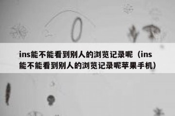 ins能不能看到别人的浏览记录呢（ins能不能看到别人的浏览记录呢苹果手机）