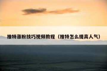 推特涨粉技巧视频教程（推特怎么提高人气）