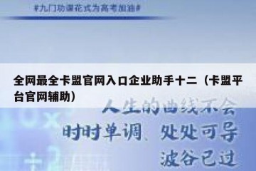 全网最全卡盟官网入口企业助手十二（卡盟平台官网辅助）