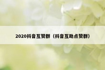 2020抖音互赞群（抖音互助点赞群）