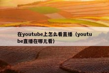 在youtube上怎么看直播（youtube直播在哪儿看）
