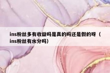 ins粉丝多有收益吗是真的吗还是假的呀（ins粉丝有水分吗）