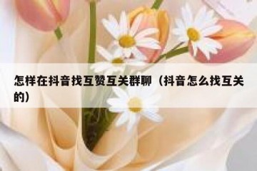 怎样在抖音找互赞互关群聊（抖音怎么找互关的）