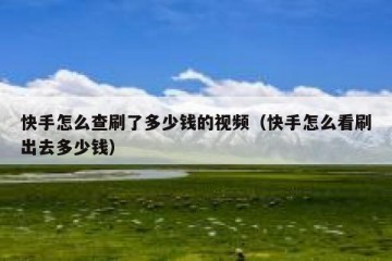 快手怎么查刷了多少钱的视频（快手怎么看刷出去多少钱）