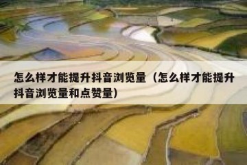 怎么样才能提升抖音浏览量（怎么样才能提升抖音浏览量和点赞量）