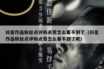 抖音作品粉丝点评和点赞怎么看不到了（抖音作品粉丝点评和点赞怎么看不到了呢）