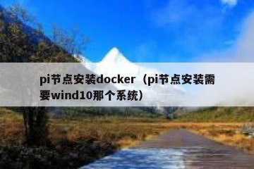 pi节点安装docker（pi节点安装需要wind10那个系统）