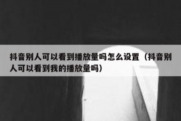 抖音别人可以看到播放量吗怎么设置（抖音别人可以看到我的播放量吗）