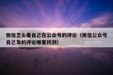 微信怎么看自己在公众号的评论（微信公众号自己发的评论哪里找到）
