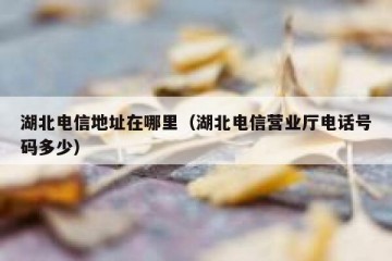 湖北电信地址在哪里（湖北电信营业厅电话号码多少）