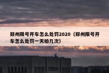 郑州限号开车怎么处罚2020（郑州限号开车怎么处罚一天拍几次）