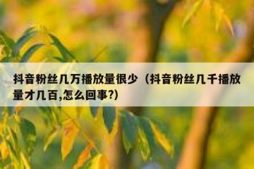 抖音粉丝几万播放量很少（抖音粉丝几千播放量才几百,怎么回事?）
