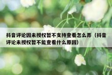 抖音评论因未授权暂不支持查看怎么弄（抖音评论未授权暂不能查看什么原因）