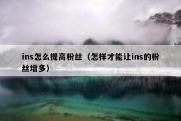 ins怎么提高粉丝（怎样才能让ins的粉丝增多）