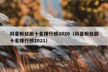 抖音粉丝前十名排行榜2020（抖音粉丝前十名排行榜2021）