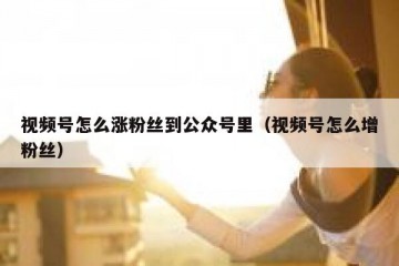 视频号怎么涨粉丝到公众号里（视频号怎么增粉丝）