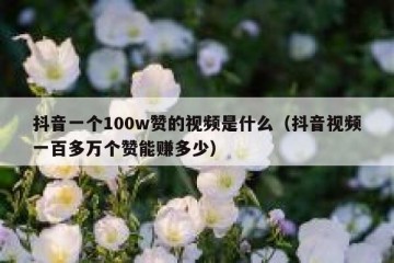 抖音一个100w赞的视频是什么（抖音视频一百多万个赞能赚多少）