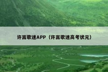许嵩歌迷APP（许嵩歌迷高考状元）