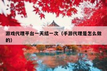 游戏代理平台一天结一次（手游代理是怎么做的）