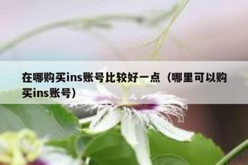 在哪购买ins账号比较好一点（哪里可以购买ins账号）