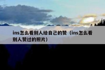 ins怎么看别人给自己的赞（ins怎么看别人赞过的照片）