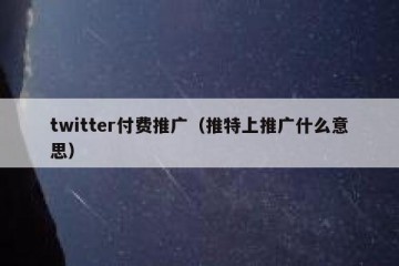 twitter付费推广（推特上推广什么意思）