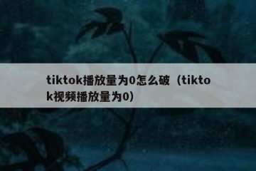 tiktok播放量为0怎么破（tiktok视频播放量为0）
