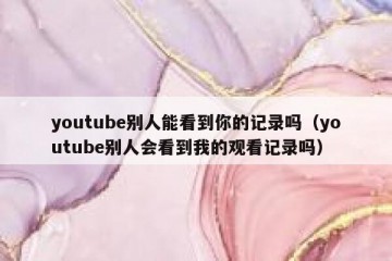 youtube别人能看到你的记录吗（youtube别人会看到我的观看记录吗）