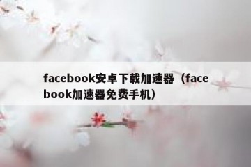facebook安卓下载加速器（facebook加速器免费手机）