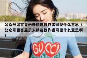 公众号留言显示未精选仅作者可见什么意思（公众号留言显示未精选仅作者可见什么意思啊）