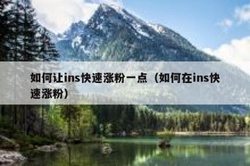 如何让ins快速涨粉一点（如何在ins快速涨粉）