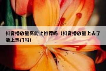 抖音播放量高能上推荐吗（抖音播放量上去了能上热门吗）